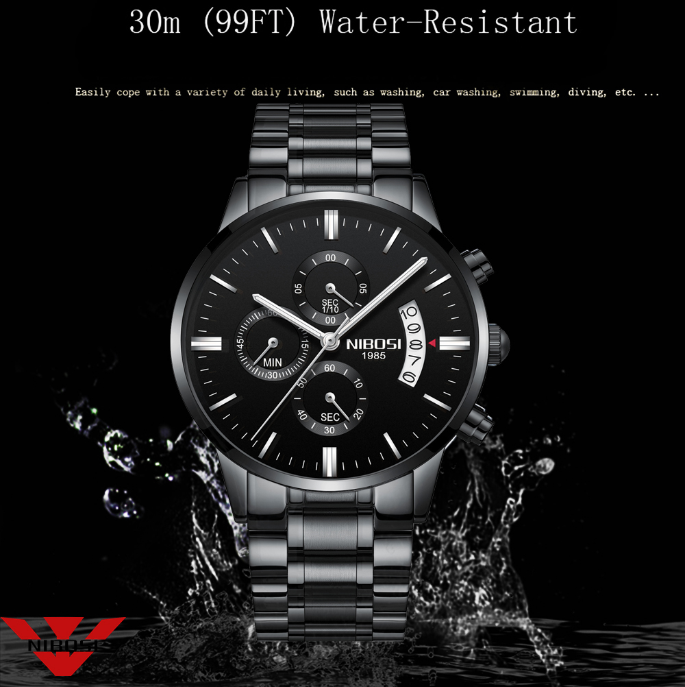 NIBOSI Stainless Steel Black Q - Luxury Watch Affordable 评论和价格
