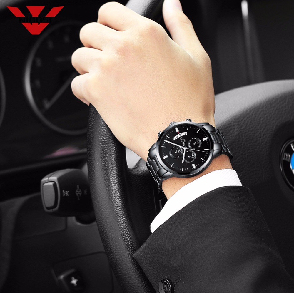 NIBOSI Stainless Steel Black Q - Luxury Watch Affordable 评论和价格