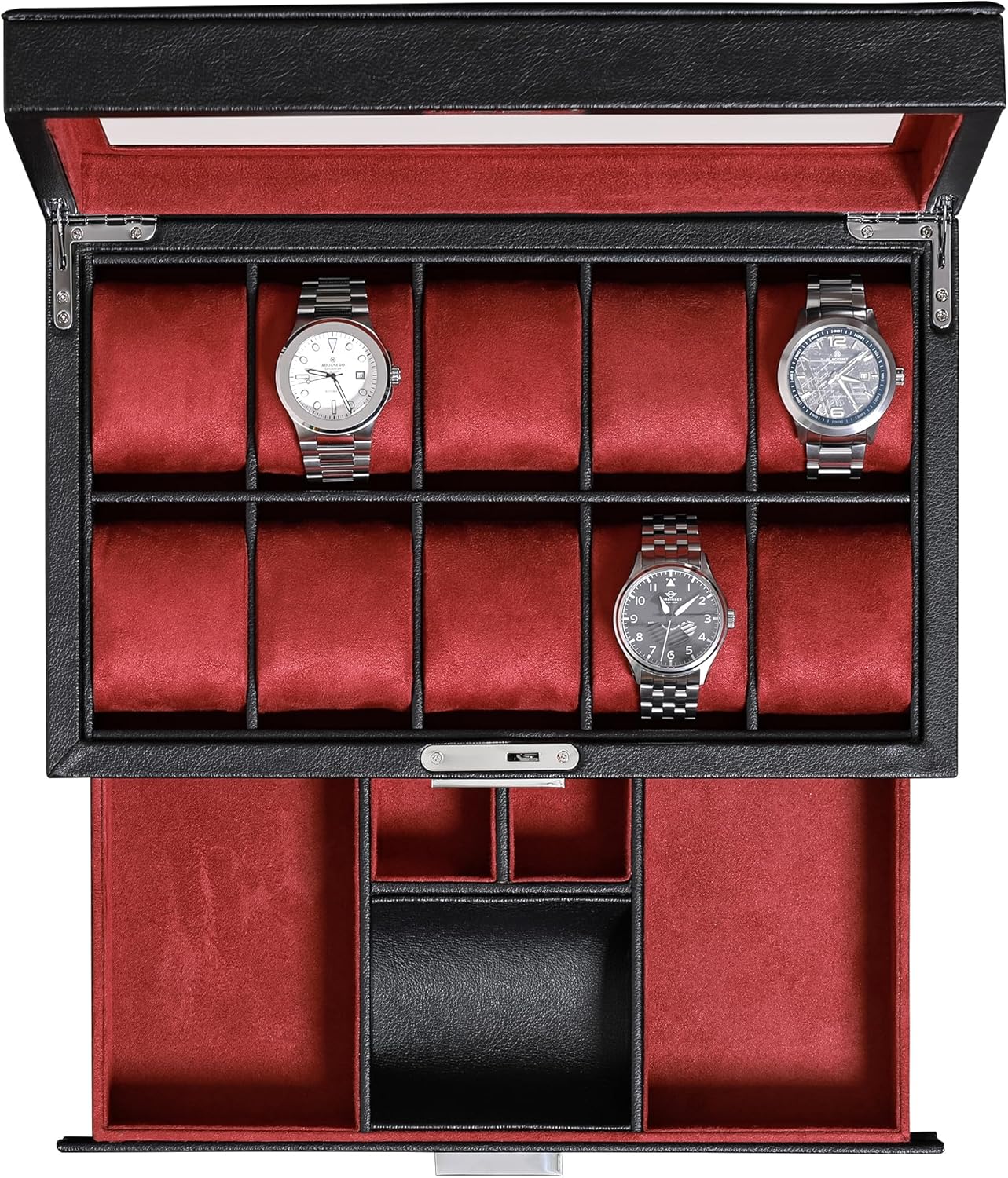 10-Slot Watch Box in Leather w - Luxury Watch Display 评论和价格