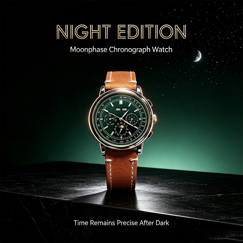 Men ST1655 Movement Moon Phase - Automatic Pilot Watch 评论和价格