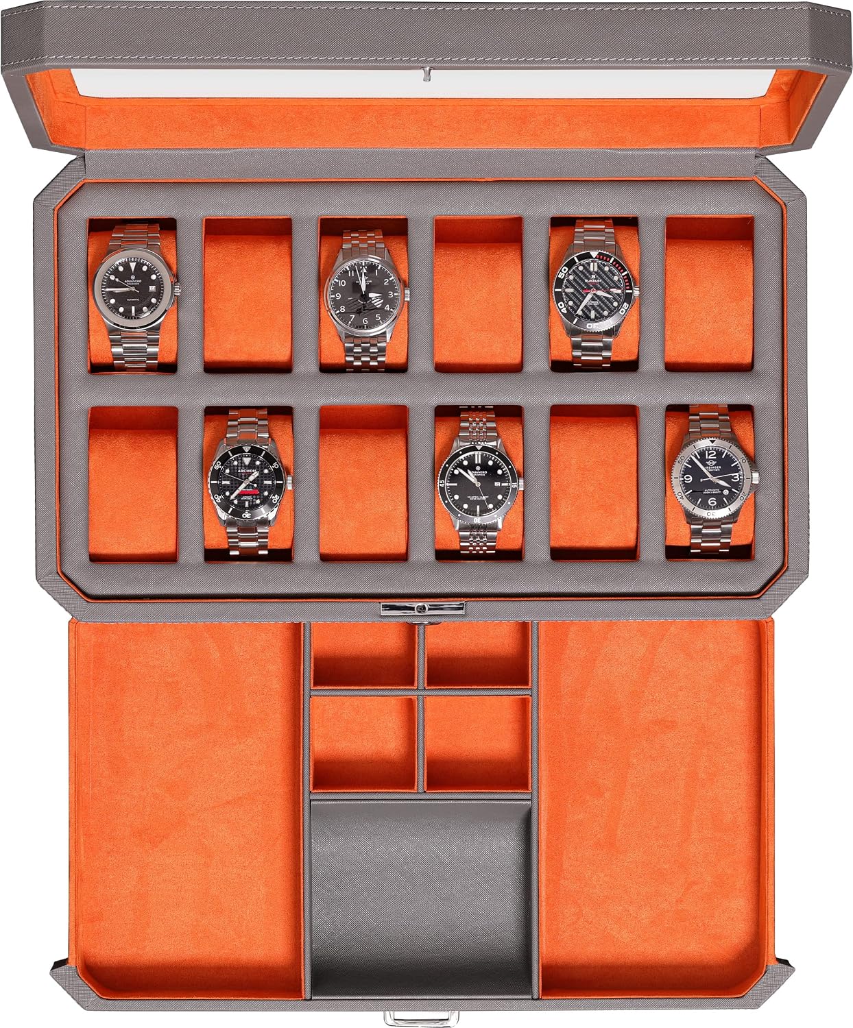 12 Slot Leather Watch Box with - Luxury Watch Display 评论和价格