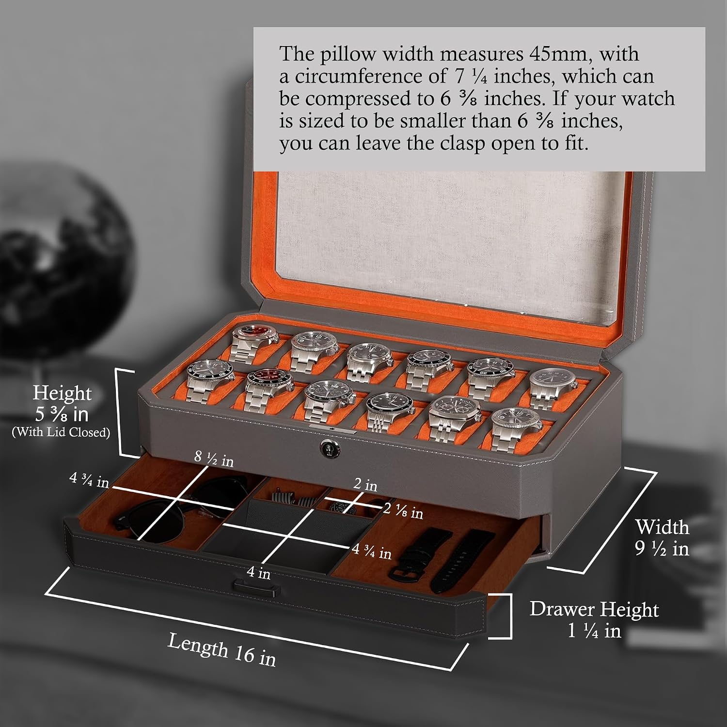 12 Slot Leather Watch Box with - Luxury Watch Display 评论和价格