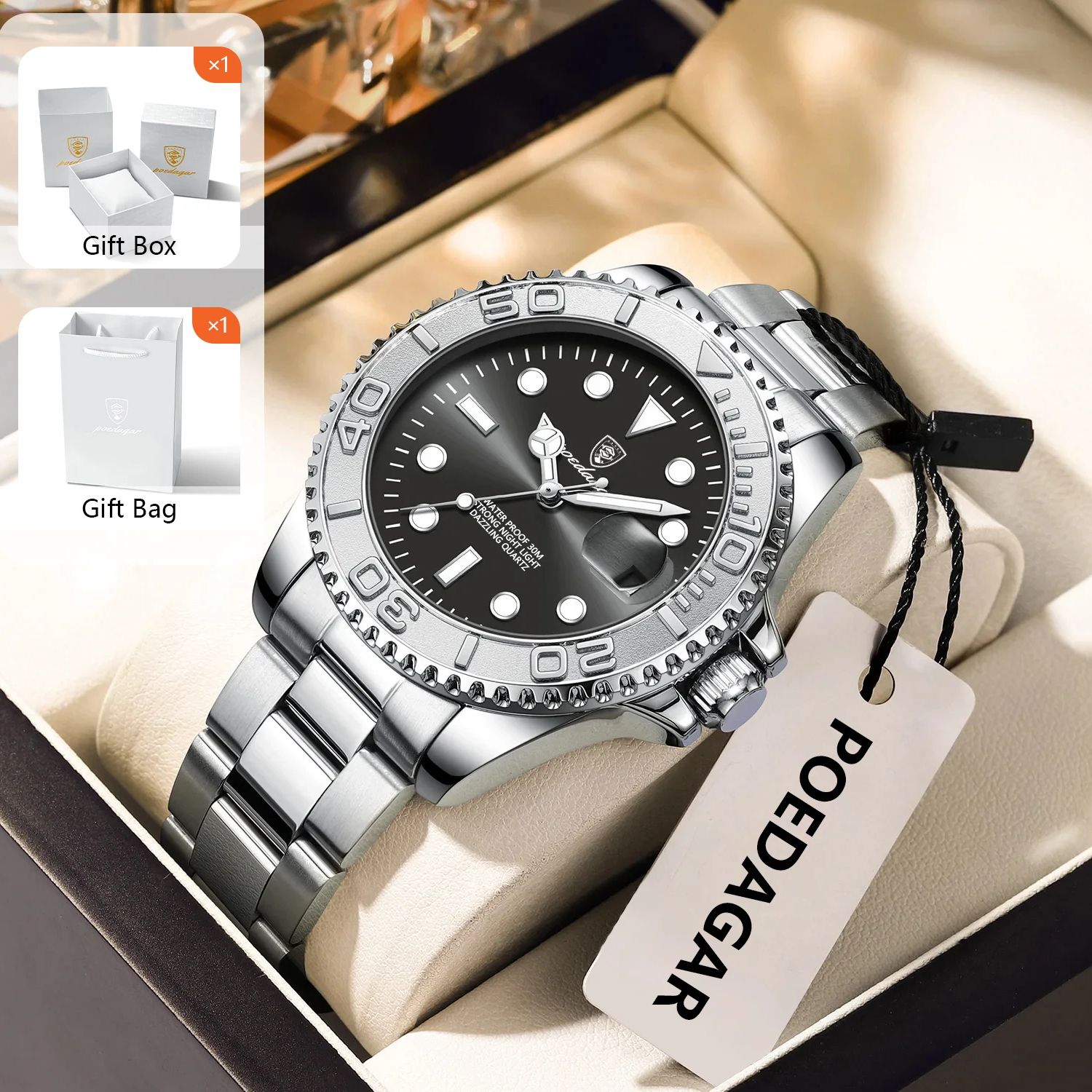 POEDAGAR Trendy Sport Man Watc - Luxury Watch With Bracelet 评论和价格