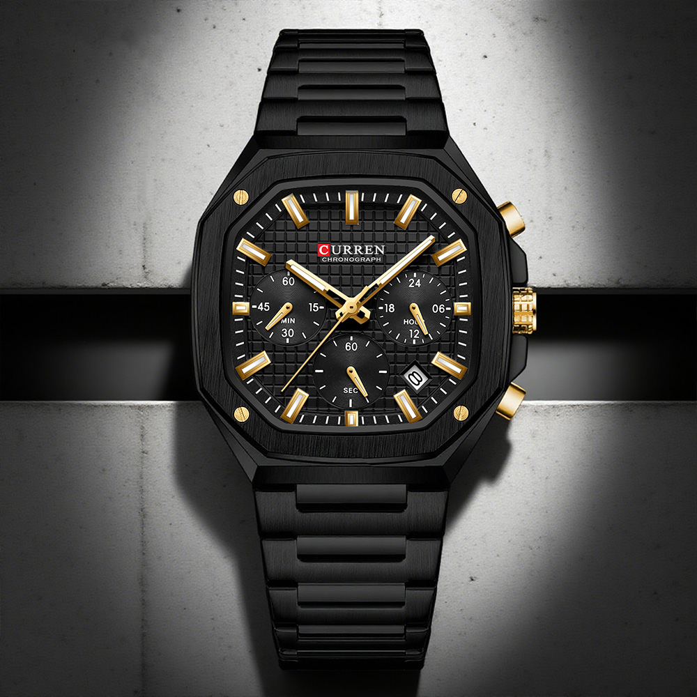CURREN Luxury Square Chrono Wa - Luxury Watch With Bracelet 评论和价格