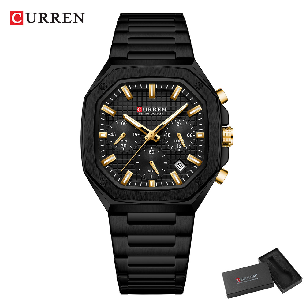 CURREN Luxury Square Chrono Wa - Luxury Watch With Bracelet 评论和价格
