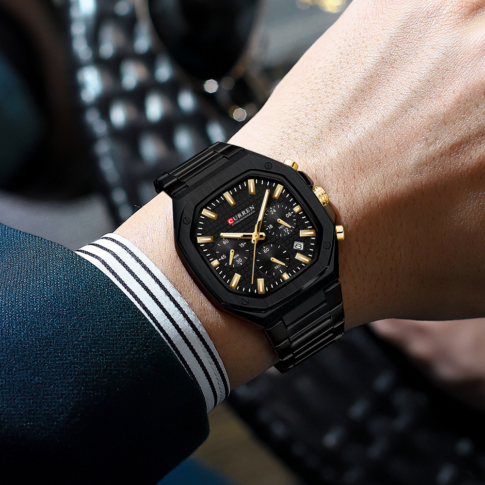 CURREN Luxury Square Chrono Wa - Luxury Watch With Bracelet 评论和价格